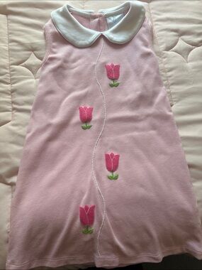 Little English Pink Tulip Dress with White Peter Pan Collar
